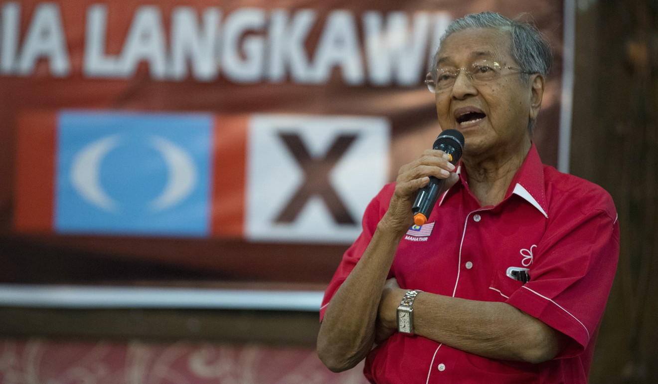 Mahathir Mohamad’s speech was broadcast on Facebook Live from Langkawi – at the same time as Prime Minister Najib Razak’s address. Photo: AP