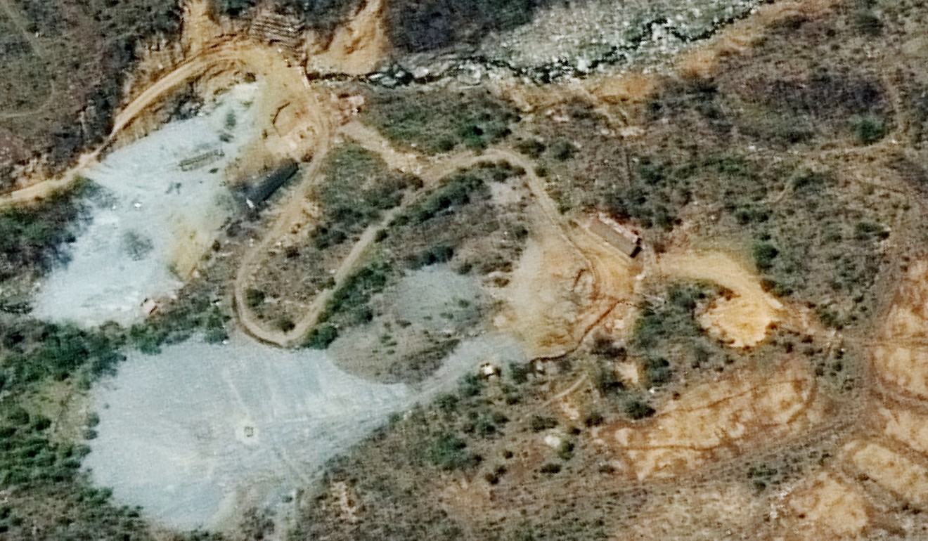 This May 7, 2018, satellite images provided by DigitalGlobe shows the nuclear test site in Punggye-ri, North Korea. North Korea carried out what it said is the demolition of its nuclear test site in the presence of foreign journalists on Thursday. Photo: DigitalGlobe, a Maxar company via AP