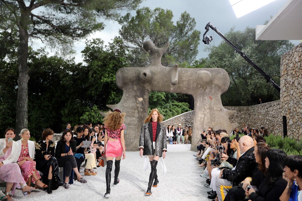 Models present creations by Nicolas Ghesquiere during the Louis Vuitton Cruise 2019 collection fashion show at Maeght Foundation in Saint-Paul-de-Vence, southeastern France. Photo: AFP & Valery Hache