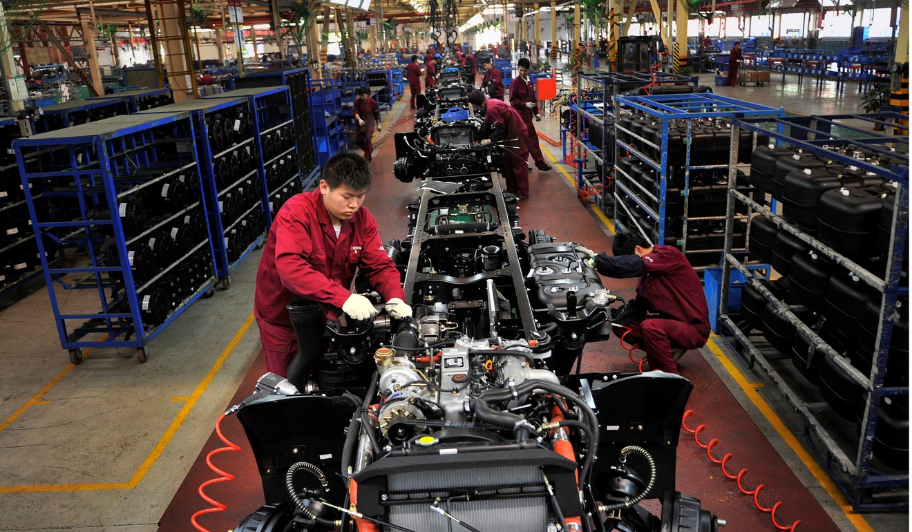 A production line at a truck factory in Hefei, Anhui province. Photo: Reuters