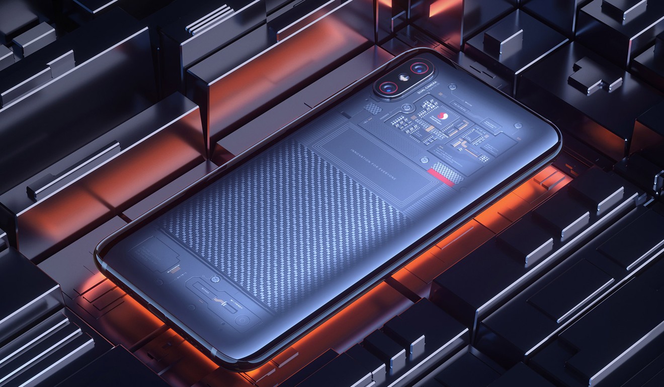 The Xiaomi Mi8 Explorer Edition with transparent back.