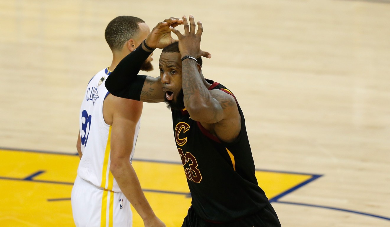 LeBron James reacts after a foul goes against him in game one of the NBA Finals. Photo: APF