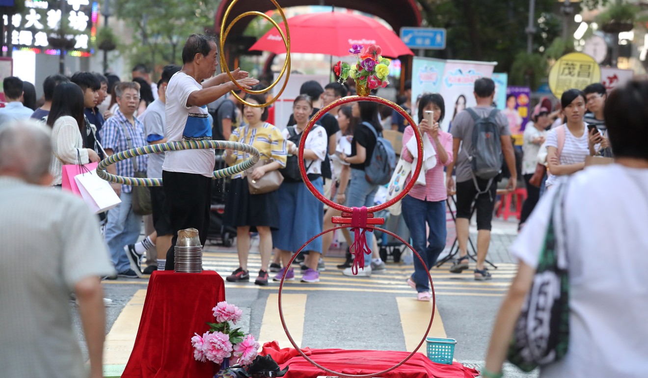 Street performers in Mong Kok. Photo: K.Y. Cheng