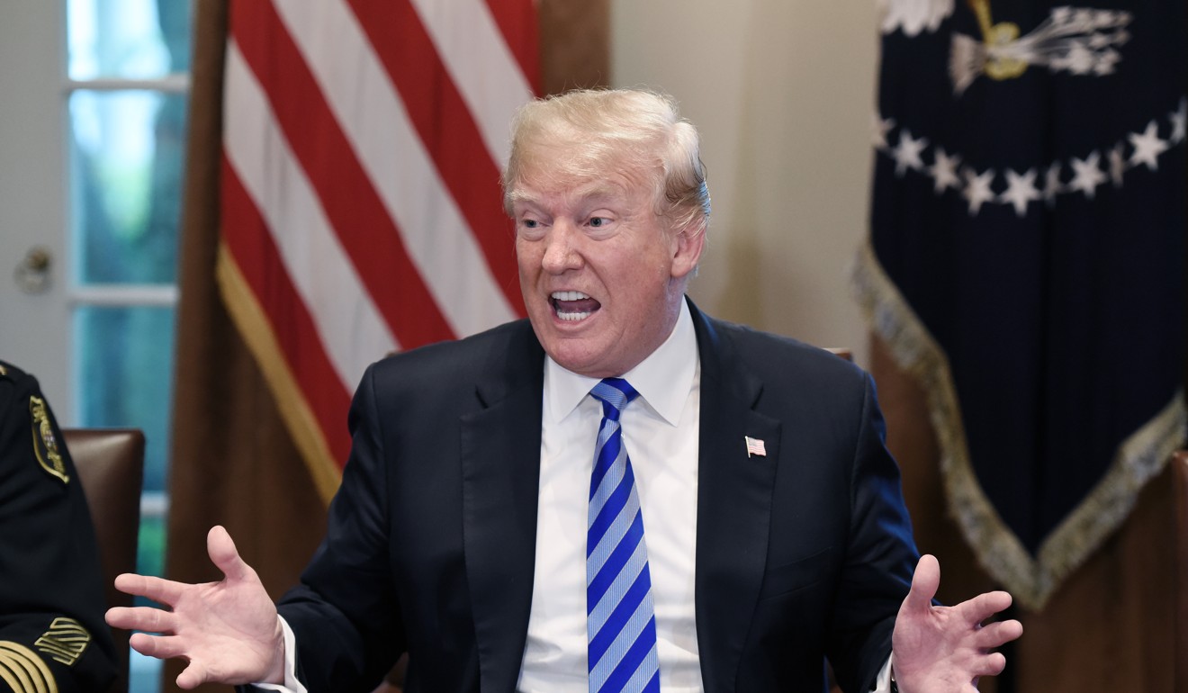 US President Donald Trump on May 16, defending his reversal concerning sanctions placed by the US Department of Commerce on ZTE Corp. Photo: Olivier Douliery/Pool via Bloomberg