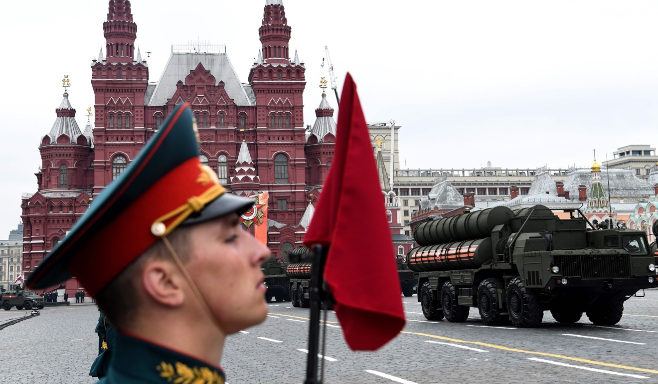 A Russian S-400 Triumph air defence missile system parades through Red Square during the general rehearsal of the Victory Day military parade in Moscow. Photo: AFP