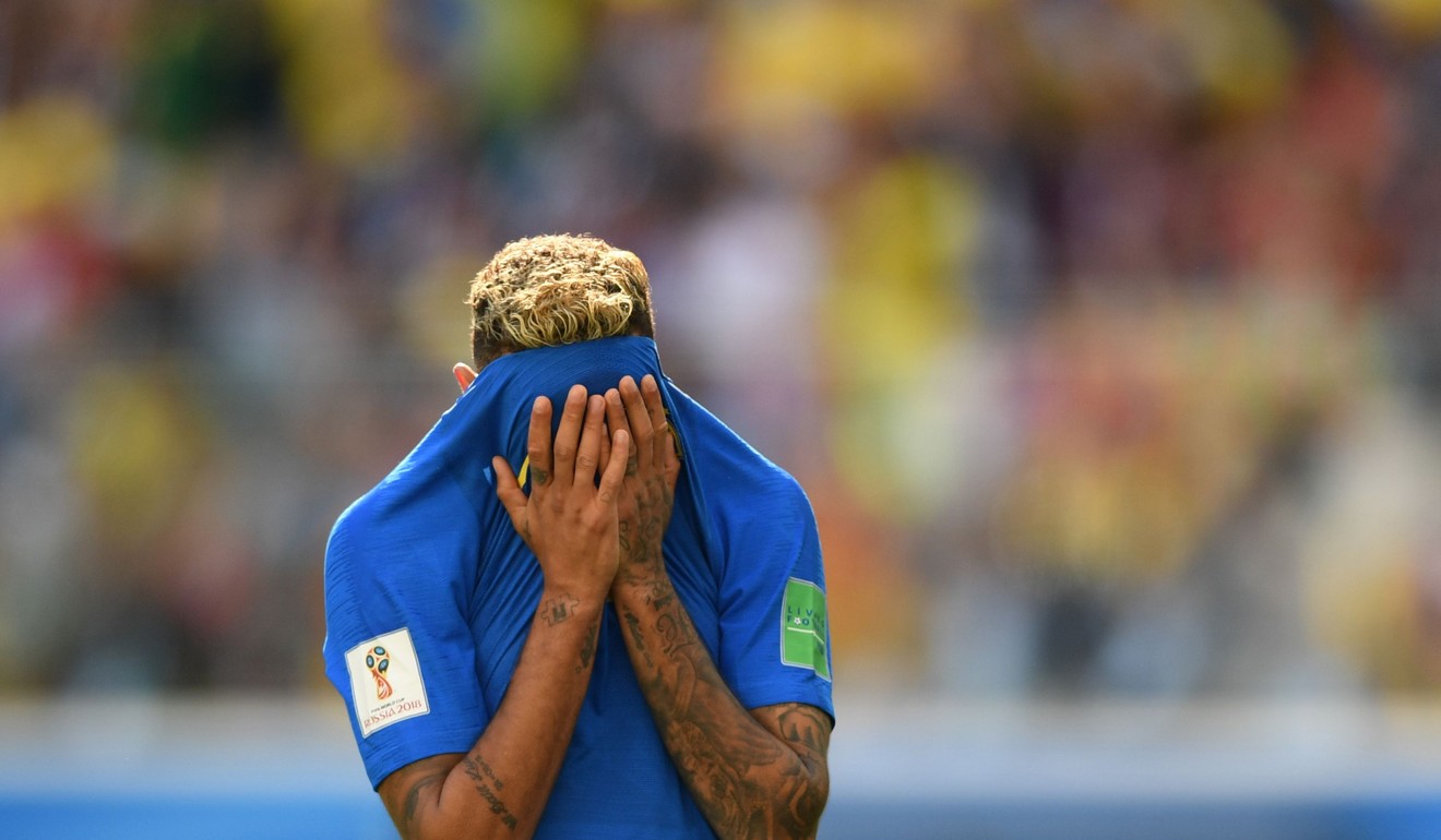 Neymar cries after the final whistle. Photo: AFP