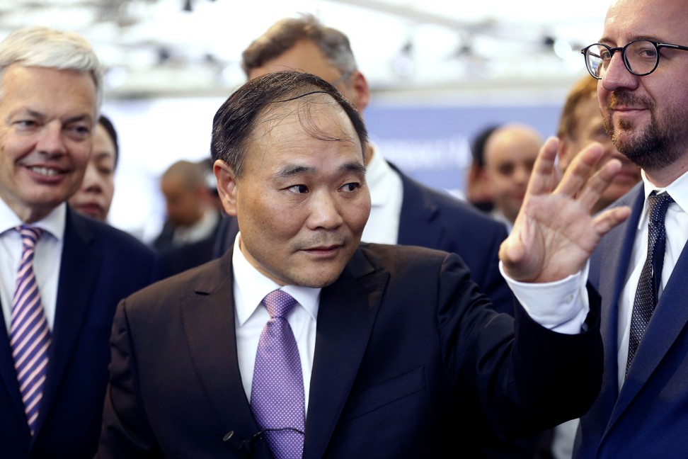 Geely’s founder and chairman Li Shufu during a meeting in Brussels on 23 February 2018. Photo: AFP