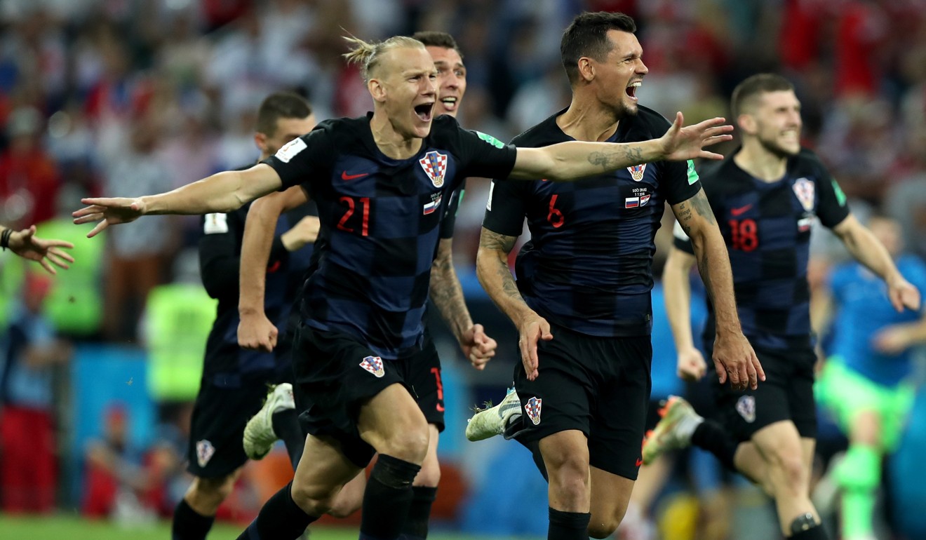 Croatia celebrate their penalty shoot-out win against Russia in the quarter finals.Photo: EPA