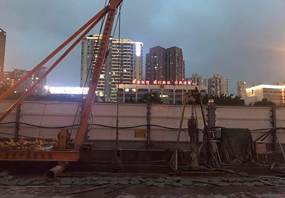 Shenzhen Metro apologised on Sunday, saying four power lines were cut near Gangxia North because workers were misusing a pile driver. Photo: Thepaper.cn