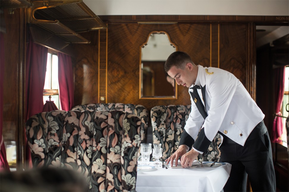 Dinner on the Belmond British Pullman luxury train