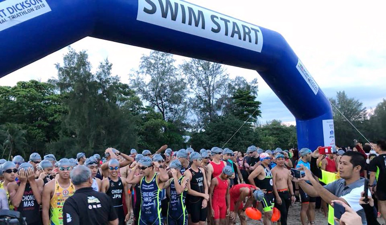 The start of a race at the Port Dickson International Triathlon in Malaysia. Photo: Facebook