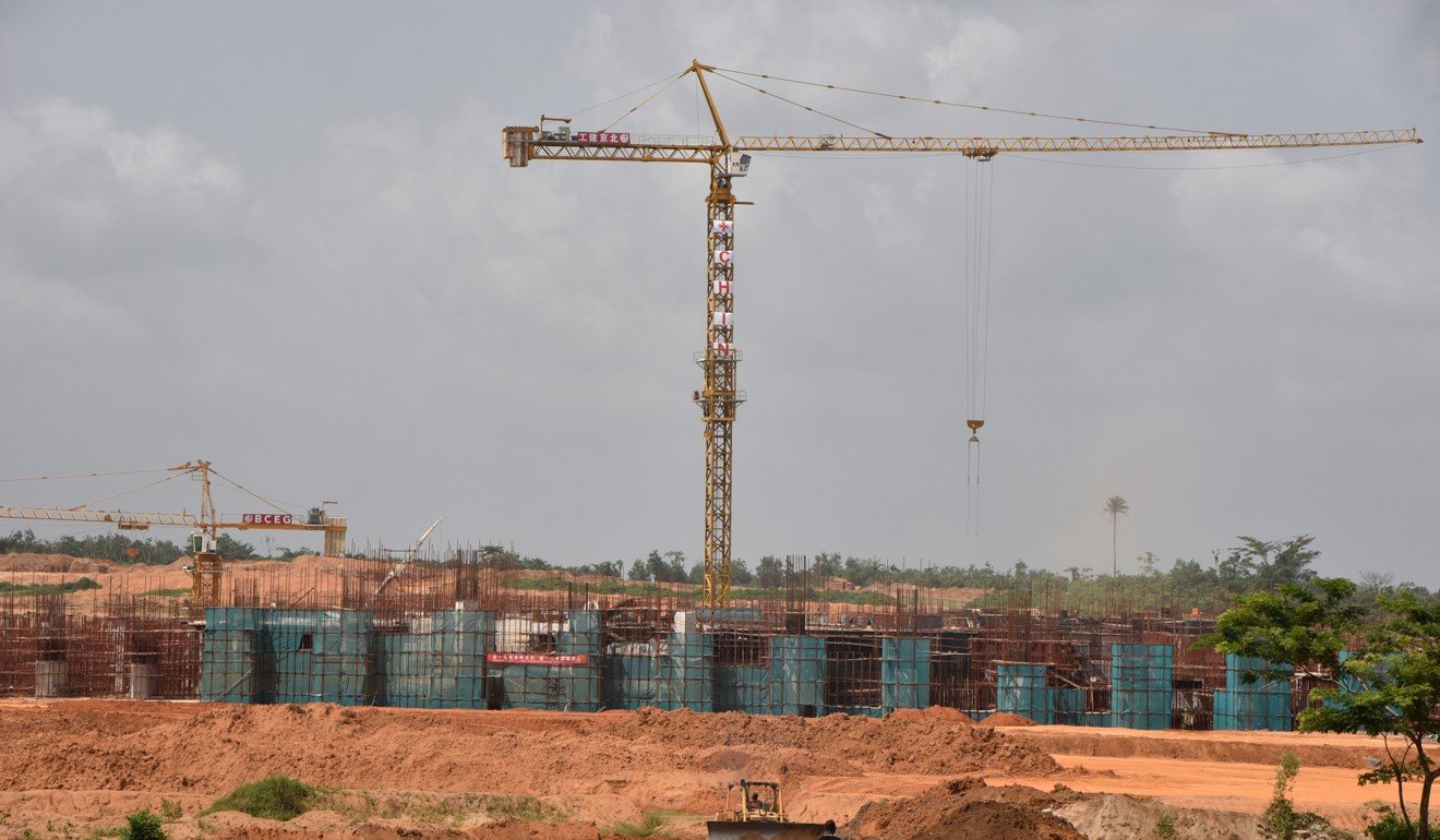 Construction of a 60,000-capacity stadium in Abidjan, financed by China. Photo: AFP