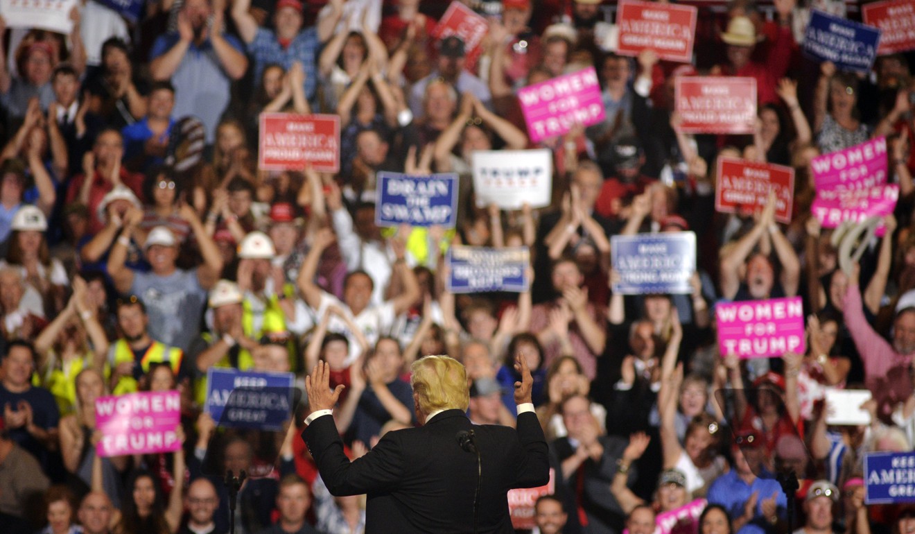 Donald Trump waves to the crowd during a rally in Great Falls, Montana, on July 5. Photo: Bloomberg