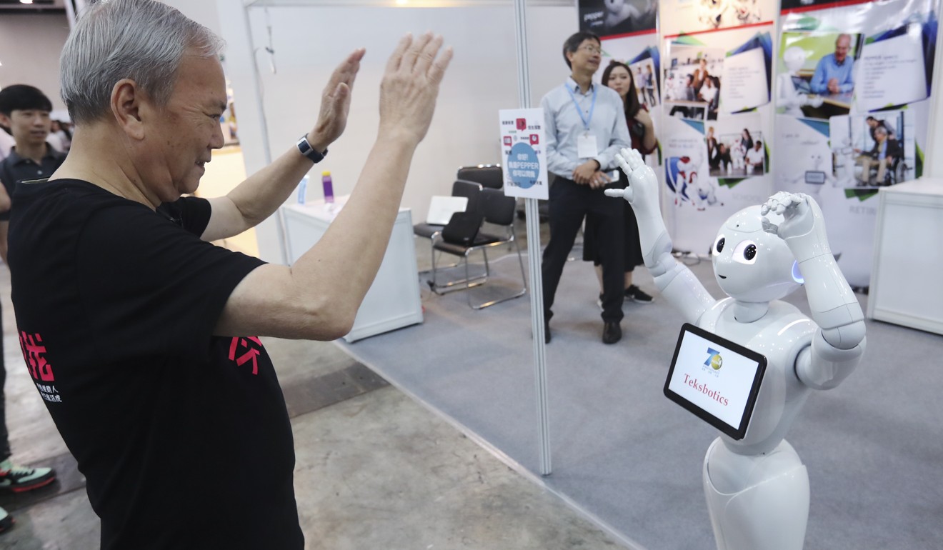 An innovation expo features robotic technology that can help in elderly care. Photo: Edward Wong