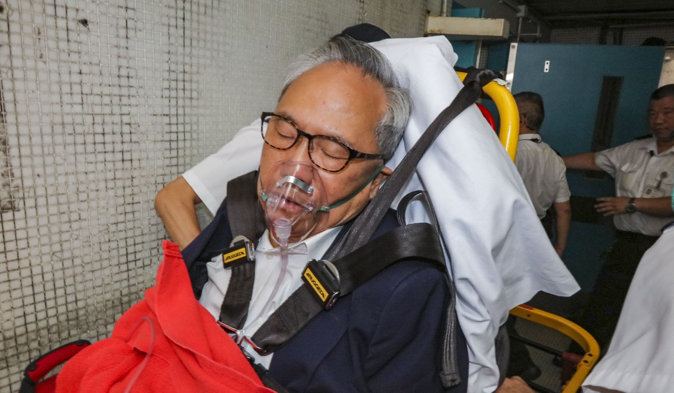 Former chief executive Donald Tsang arriving at Queen Mary Hospital after his appeal was rejected. Photo: Felix Wong