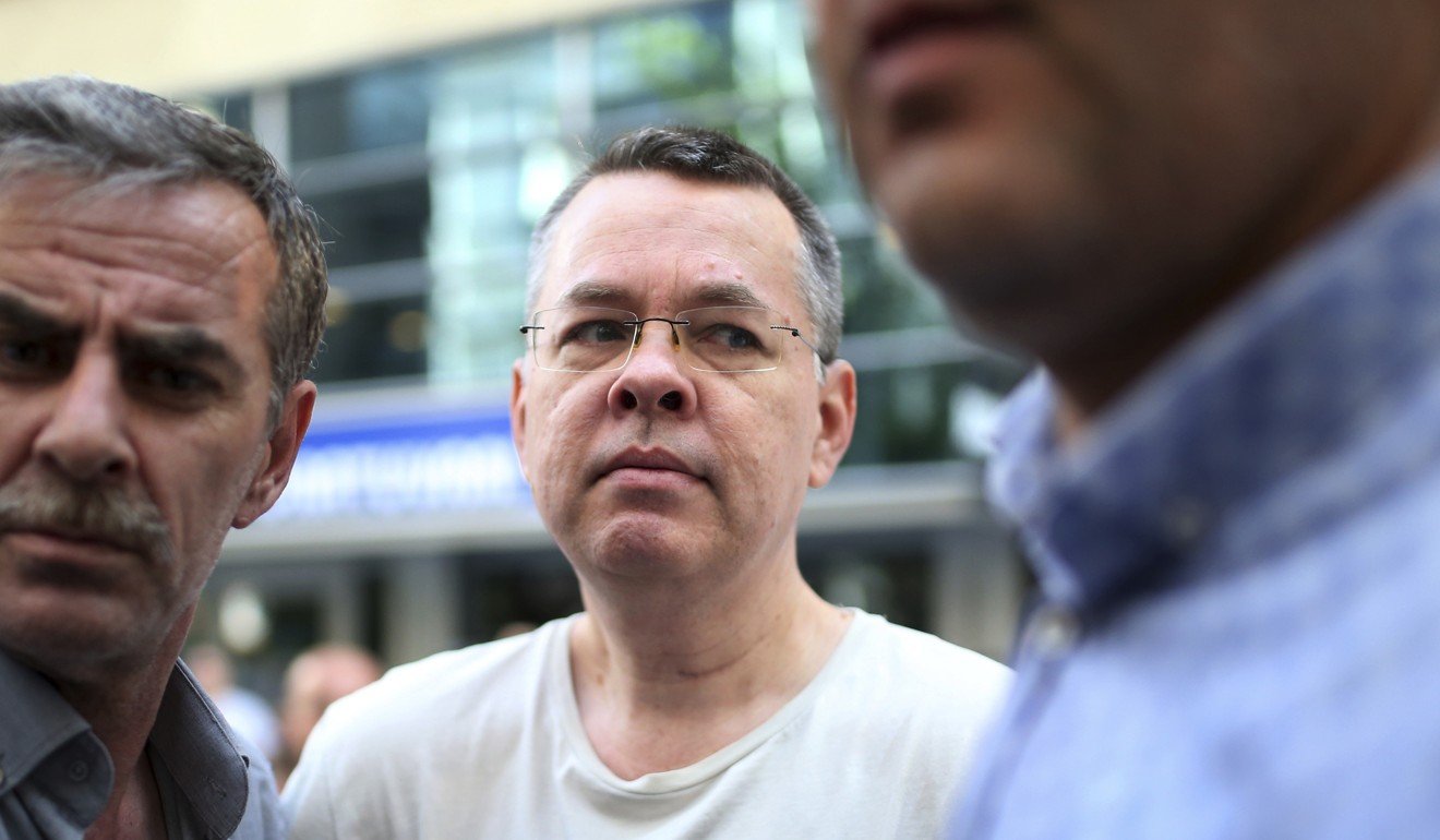 Andrew Craig Brunson, a pastor from North Carolina, arrives at his house in Izmir, Turkey, on Wednesday. Photo: AP