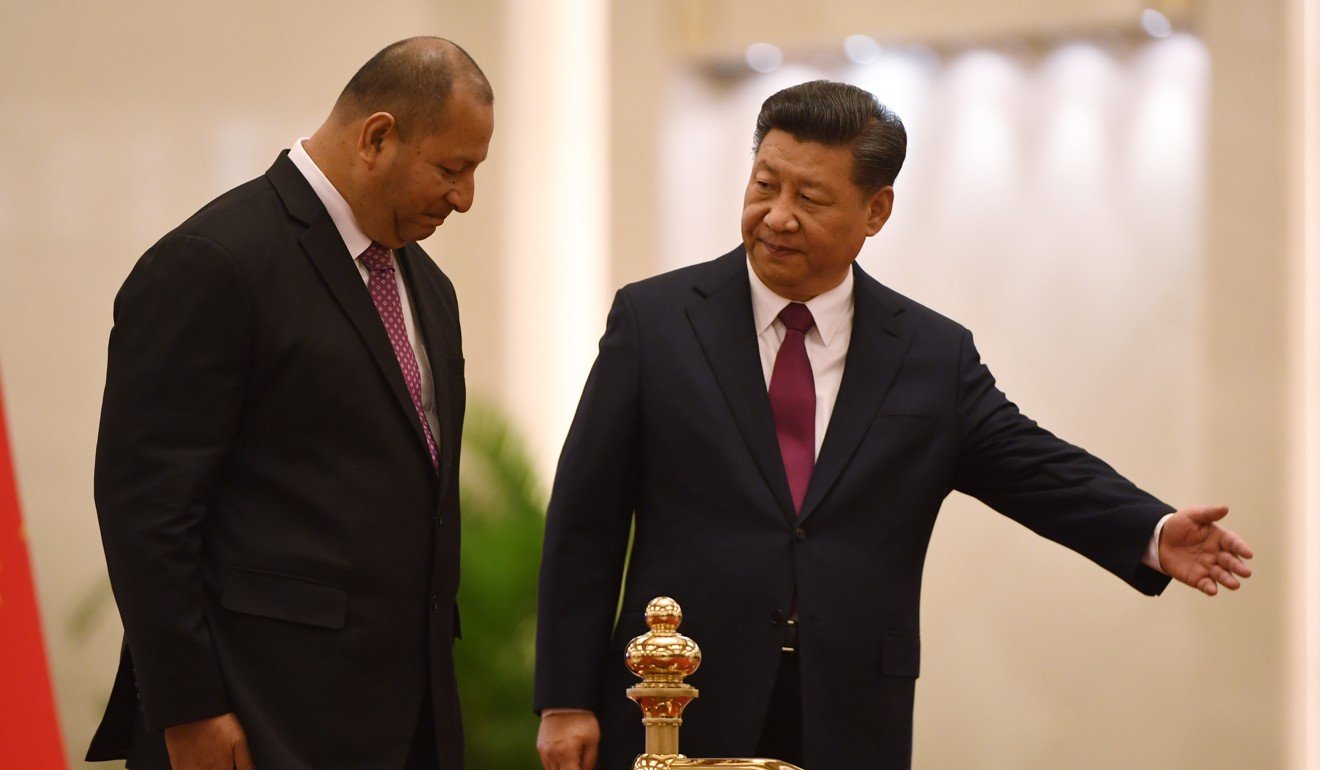 Tonga’s King Tupou VI meets Chinese President Xi Jinping at the Great Hall of the People in Beijing. Photo: AFP