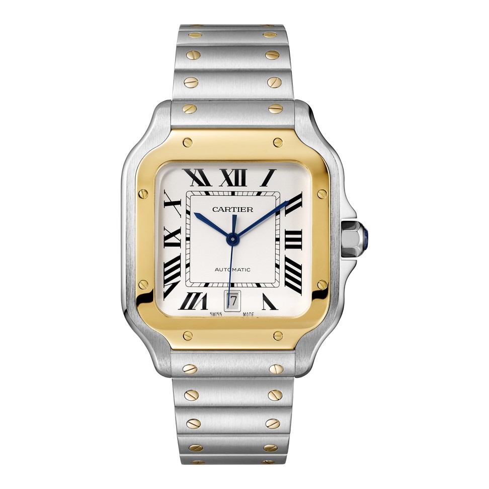 Santos de Cartier in 18ct yellow gold and stainless steel