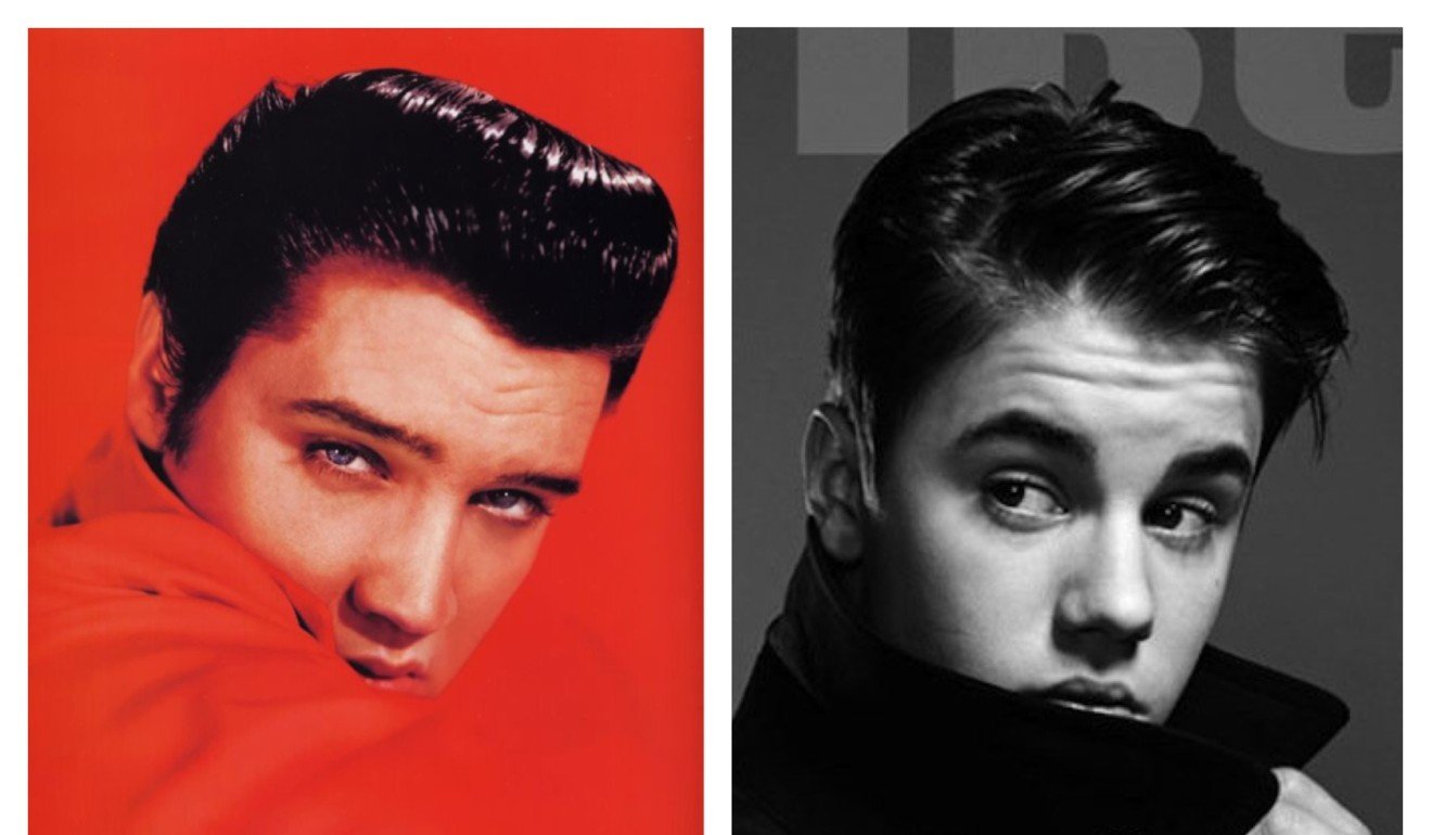 Elvis Presley (left) in his prime and Justin Bieber