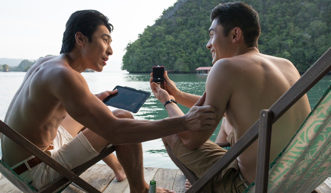 Chris Pang (left) and Golding in a Crazy Rich Asians.