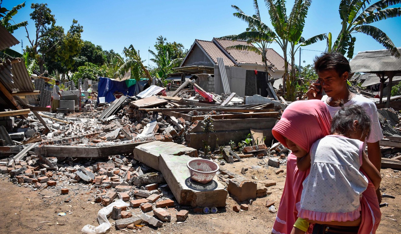 Collapsed homes in the village of Sugar on Indonesia’s Lombok island. Photo: AFP