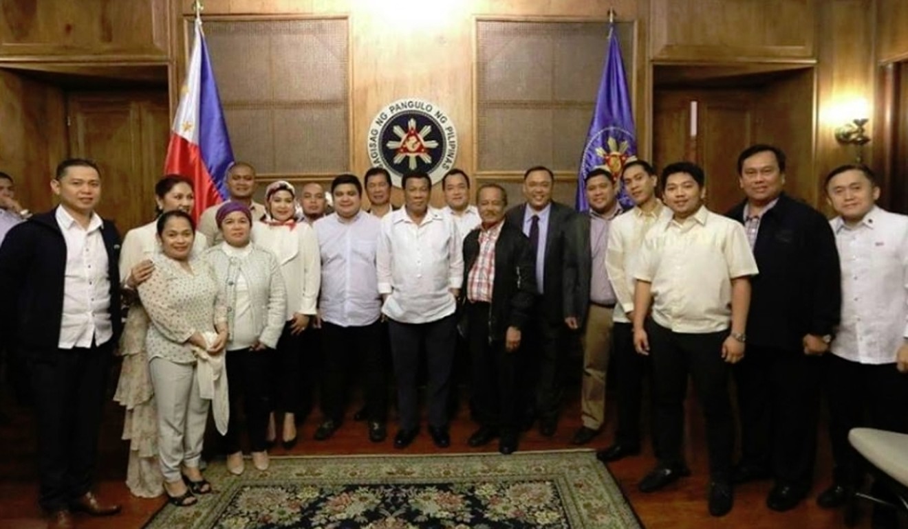 Rebecca Ampatuan, wife of Zaldy Ampatuan, in the front row, second from the left, at an event attended by President Rodrigo Duterte. Photo: Nena Santos.