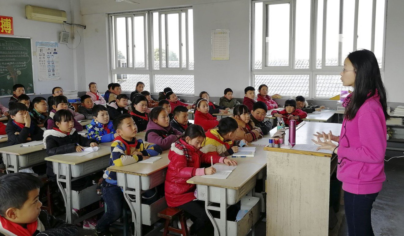 Project HOPE is the result of a collaboration between Wang Xueying and Yang Xihang, shown leading an anti-sexual abuse class for primary schoolchildren in Changshu. Photo: Handout