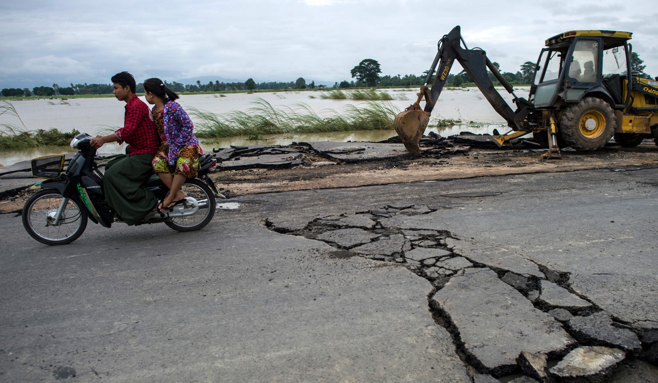 The flooding also damaged motorways. Photo: AFP