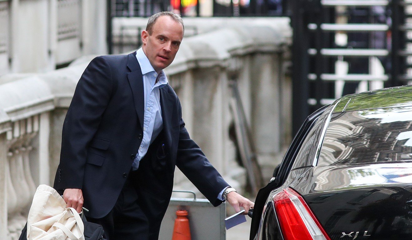 UK Brexit secretary Dominic Raab outside his office in Downing Street. Photo: Bloomberg