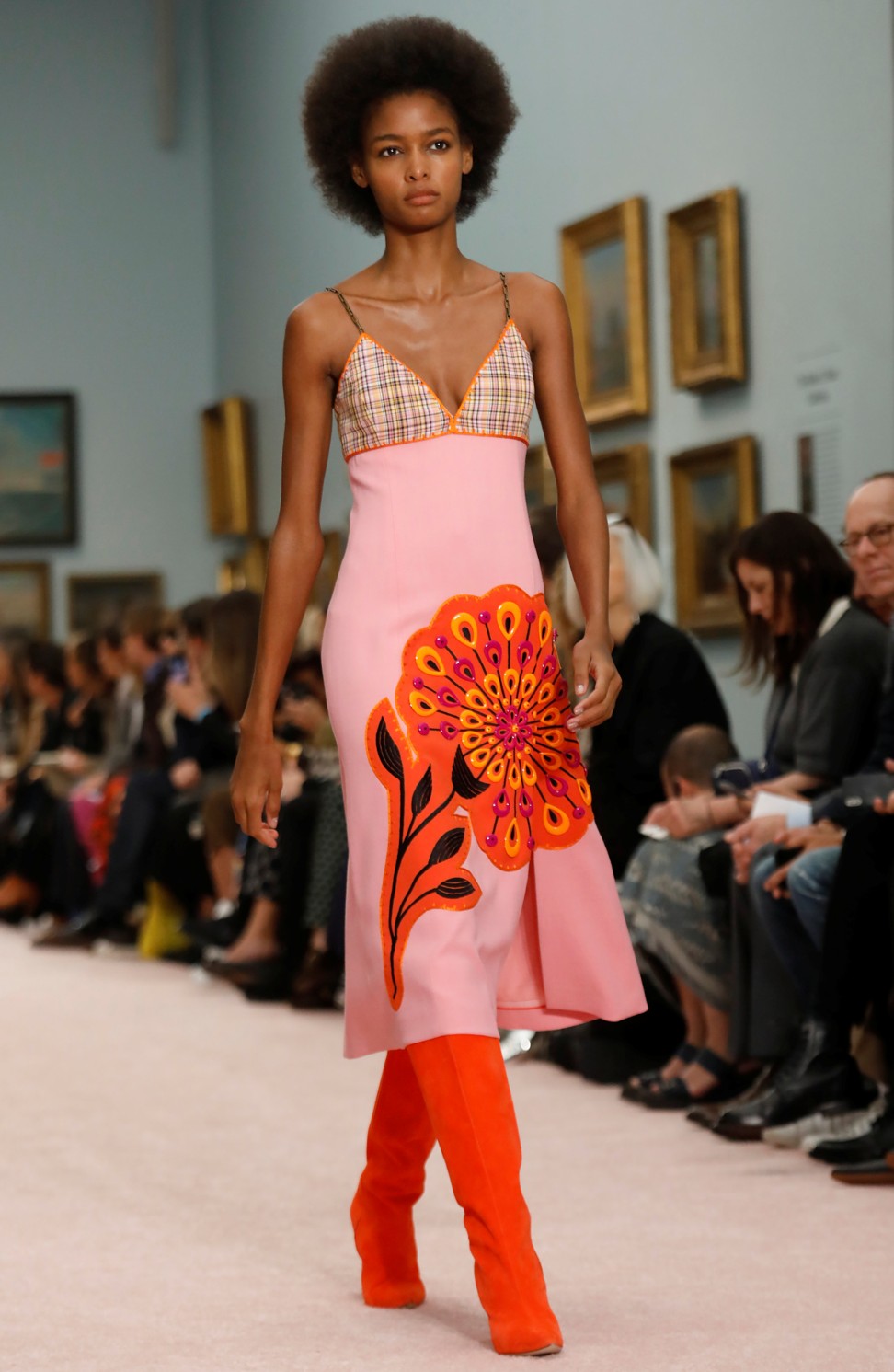 A model presents creations from Carolina Herrera’s spring-summer 2019 collection during New York Fashion Week in New York on Monday. Photo: Reuters