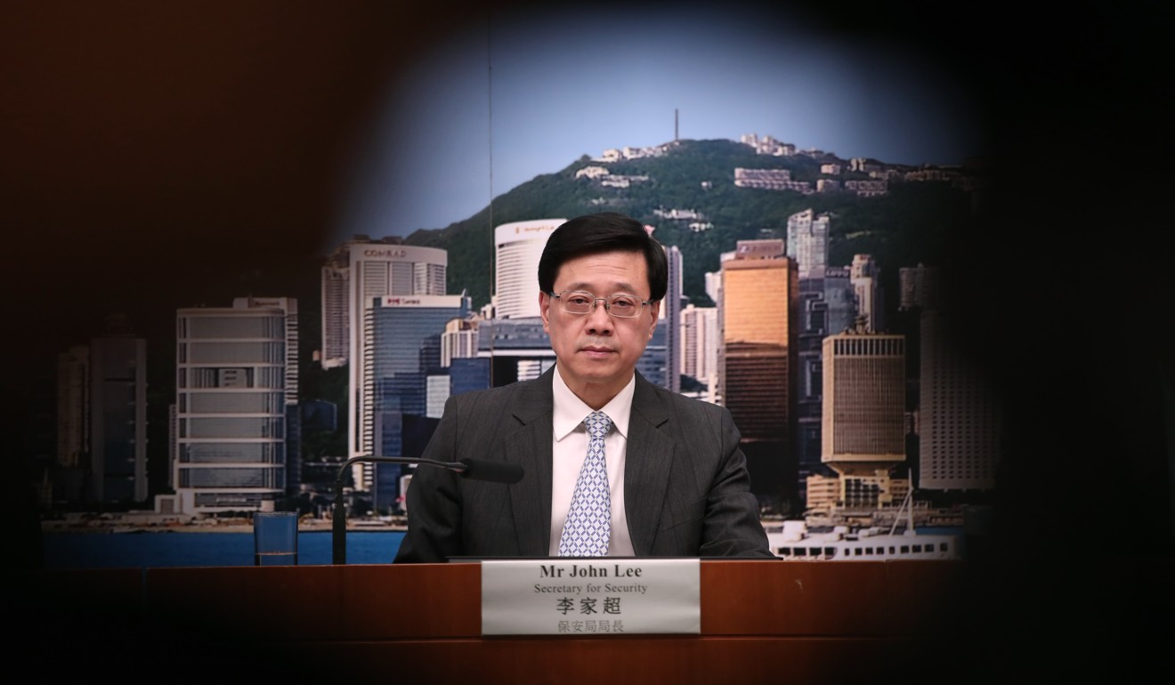 Under the Societies Ordinance, Hong Kong security minister John Lee Ka-chiu must make the decision on a ban. Photo: Jonathan Wong