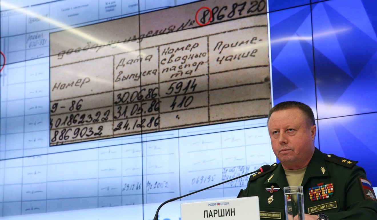 Lieutenant General Nikolai Parshin, chief of the Missile and Artillery Directorate at the Russian Defence Ministry, speaks to the media. Photo: AP