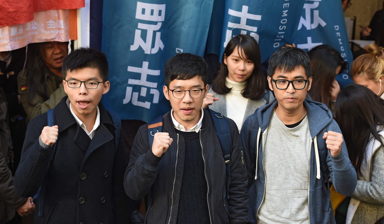 The Court of Final Appeal has overturned jail terms for Occupy activists (from the left) Joshua Wong, Nathan Law and Alex Chow. Photo: AFP
