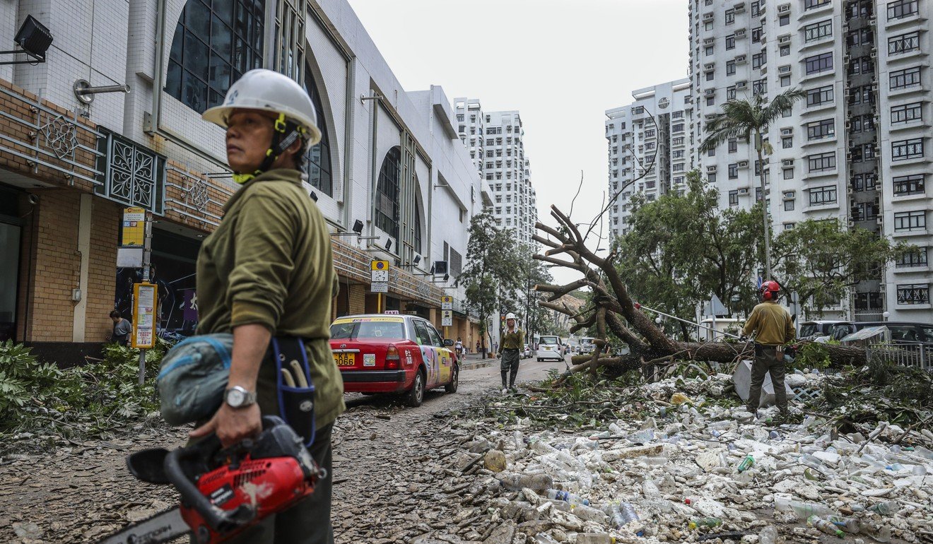 Heng Fa Chuen, a harbourside housing estate, is left destroyed after Typhoon Mangkhut. Photo: Winson Wong