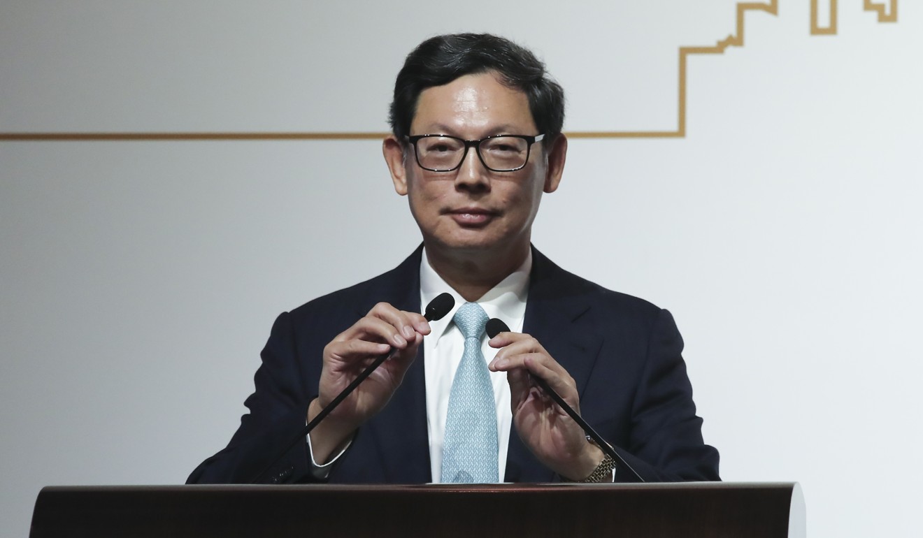 Norman Chan Tak-lam, HKMA’s chief executive, at Friday’s Treasury Markets Summit 2018 in Central Hong Kong. Photo: SCMP