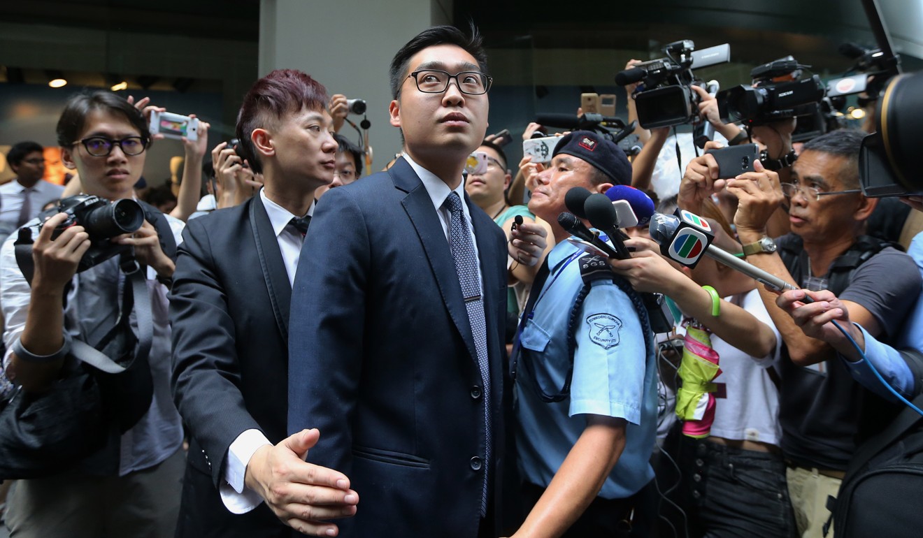 Andy Chan, convenor of the Hong Kong National Party, leaves the Foreign Correspondents' Club after giving a speech at a lunch event. Photo: Sam Tsang