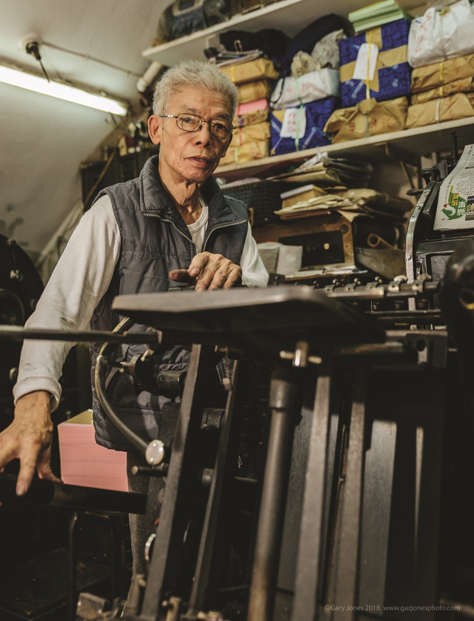 Wong Shue-yau opened his printing shop with his wife 44 years ago. Photo: Gary Jones