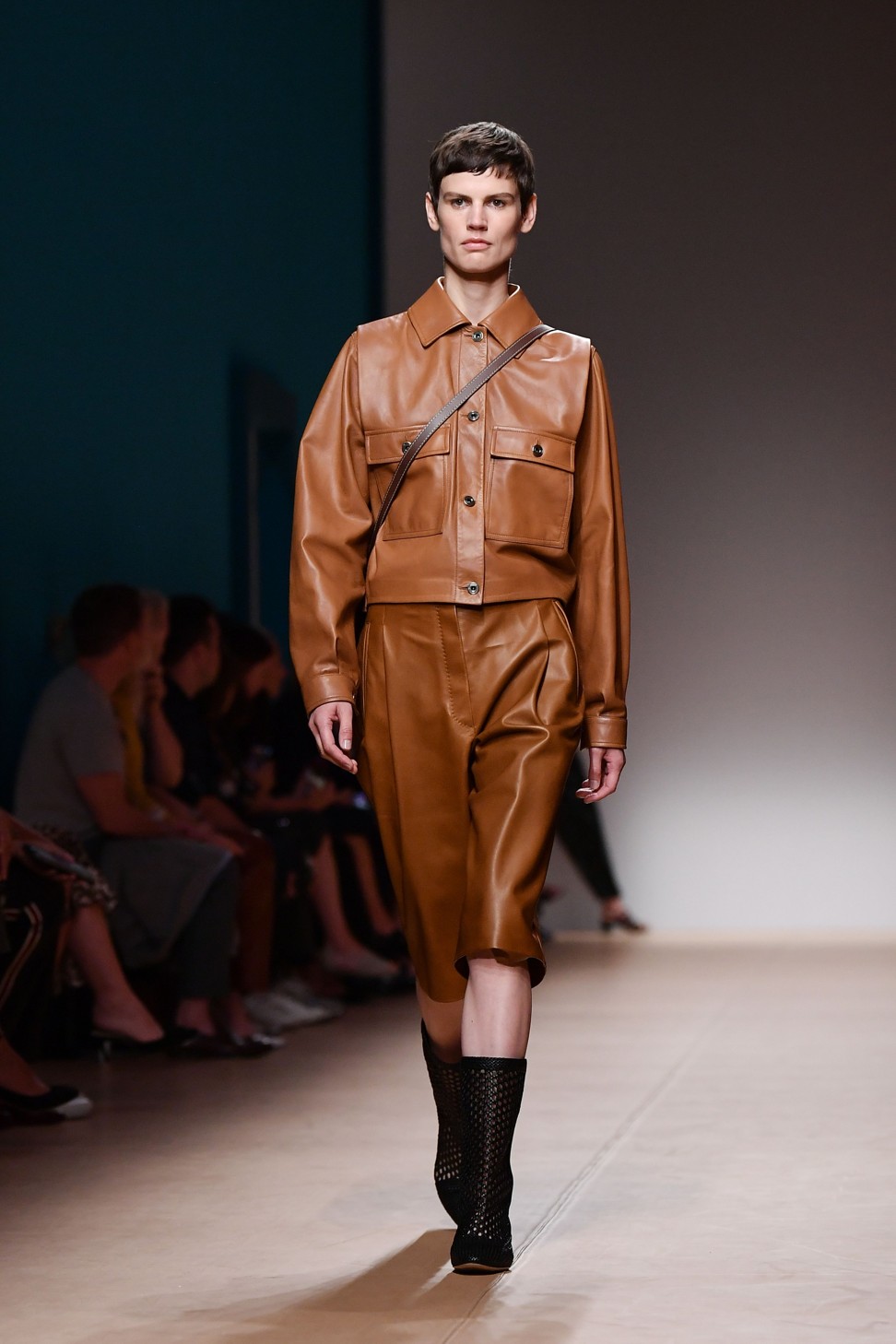 Leather featured prominently in the Salvatore Ferragamo show in Milan. Photo: AFP