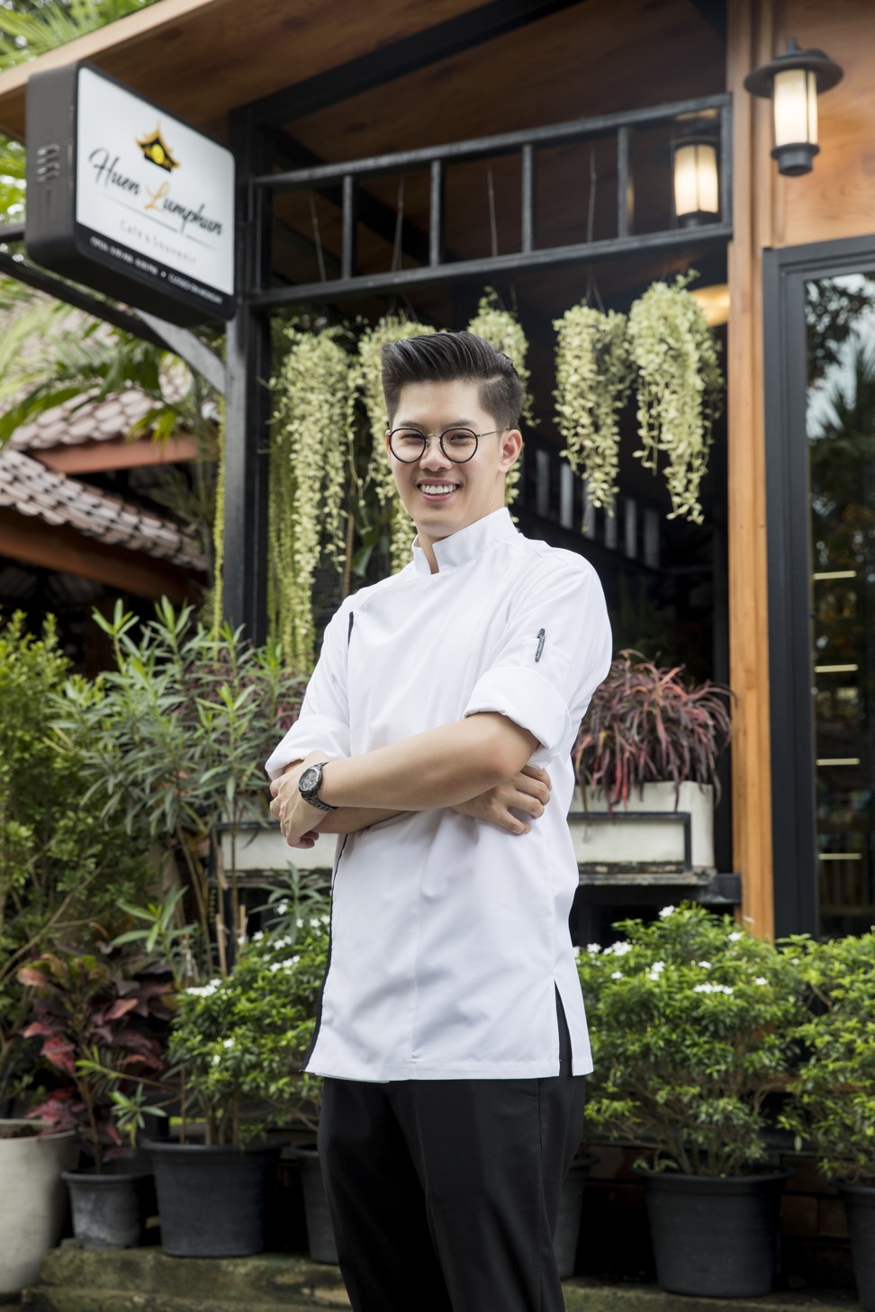 Chef Jakkrapan Luangmool outside Huen Lamphun in Bangkok.