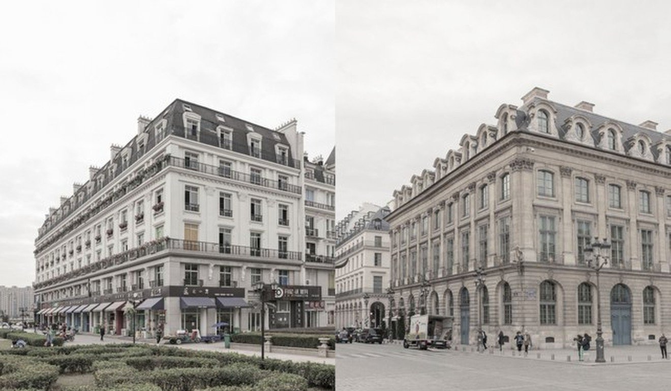 Left: the Chinese copy of central Paris’s apartment blocks. Right: the Haussmann originals. Photo: Architecturaldigest.com