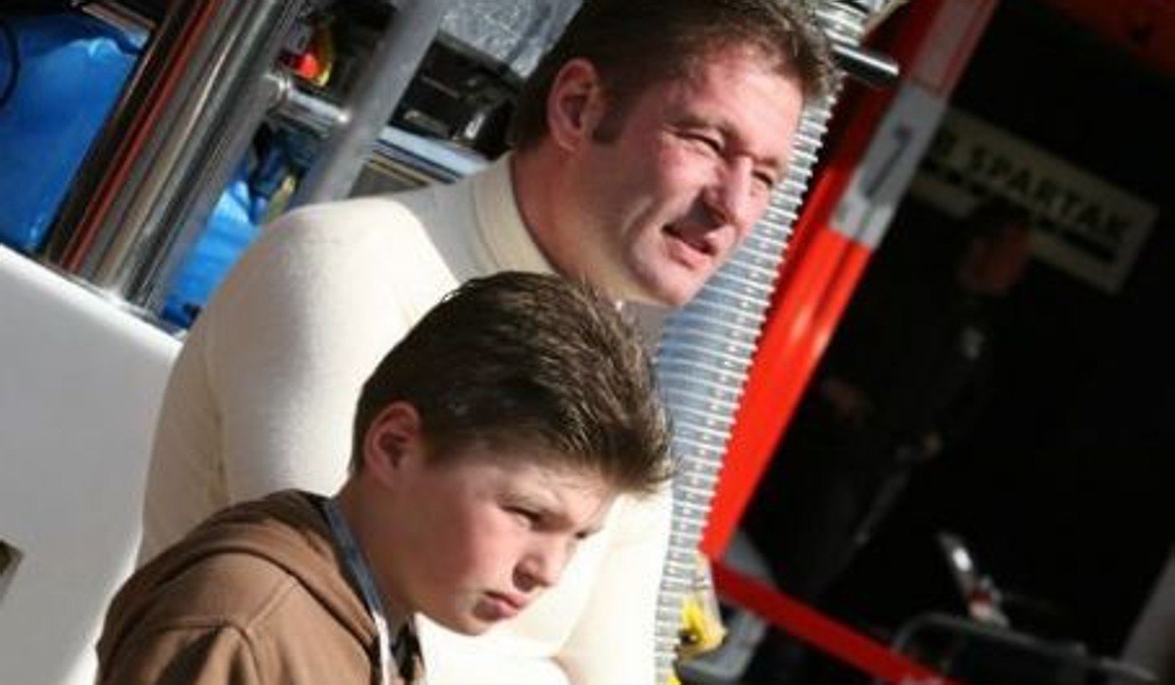 A young Max Verstappen (left) with his father, the Dutch former Formula One racing driver Jos Verstappen.