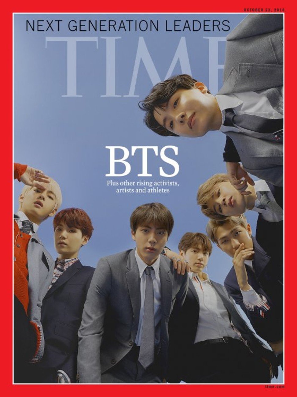 K-pop group BTS is featured on the cover of Time magazine, after being included among a group of its ‘Next Generation Leaders’. Photo: TIME.com