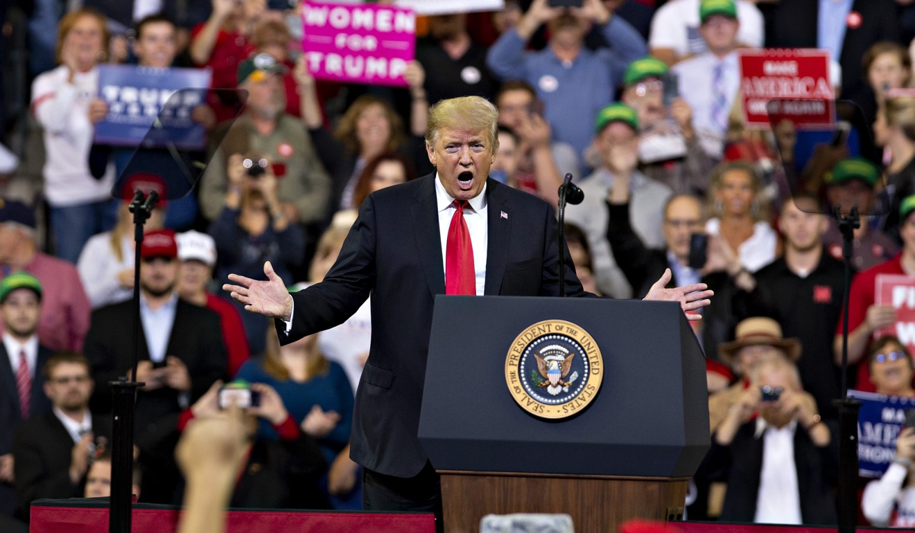 Trump at a rally in Council Bluffs, Iowa on October 9, 2018. Photo: Bloomberg