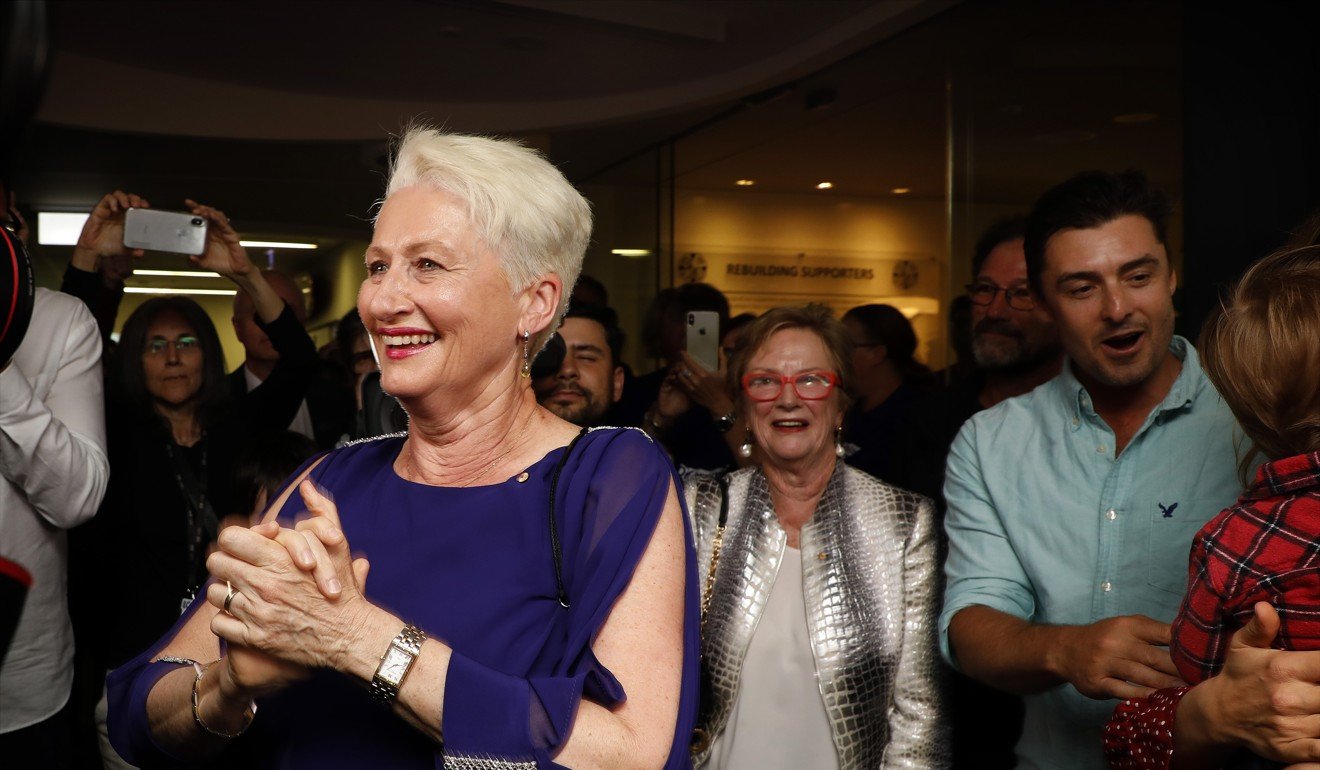 Kerryn Phelps is congratulated by supporters. Photo: EPA