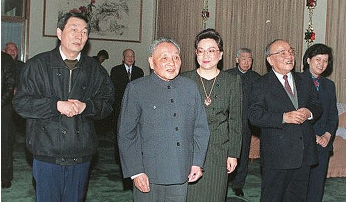 Deng Xiaoping (second left) greets political and military leaders in Shanghai during Lunar New Year celebrations in February 1991. He was accompanied by Shanghai party boss Zhu Rongji (left), his daughter Deng Rong (third right) and state president Yang Shangkun (second right). Photo: Handout