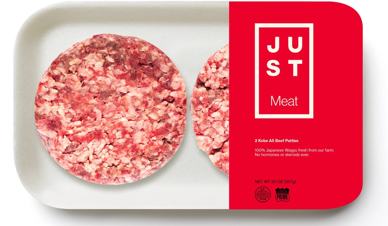 Concept packaging for Just beef burgers. The company is also developing clean meat chicken and sausages. Photo: Just