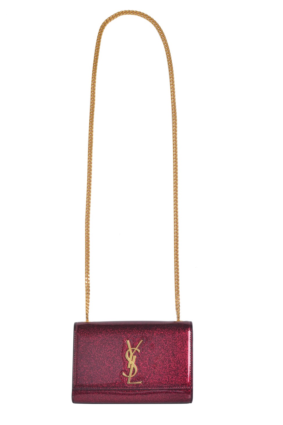 The Saint Laurent Kate chain bag in red glitter leather costs US$1,820.