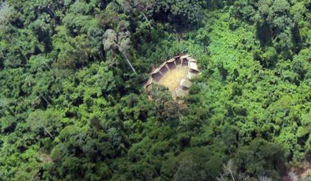 Huts of an uncontacted Yanomami tribe, inside the Yanomami territory in Roraima, northern Brazil. File photo: AFP