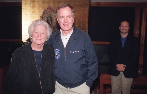 Bush and his wife on private business in Hong Kong in 1994.