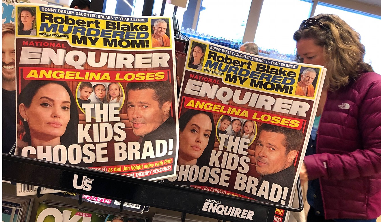 File photo of copies of the National Enquirer in a shop in San Anselmo, California. Photo: AFP